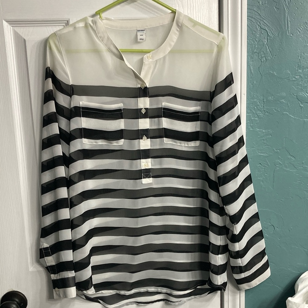Old Navy Classic Striped Half Button-Up Shirt
